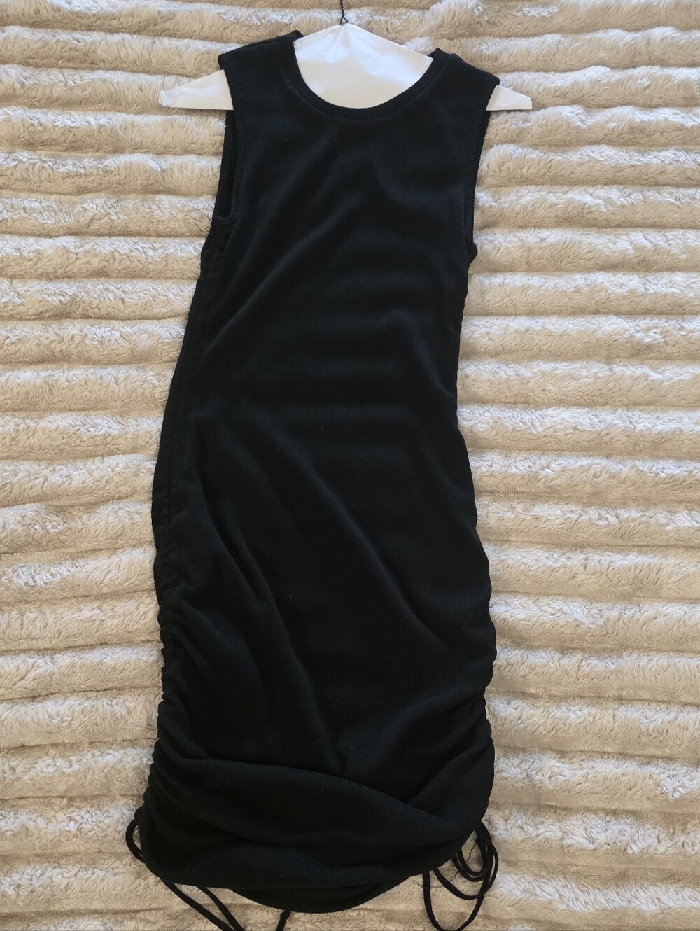 Lioness Black Sleeveless Ruched Midi Dress